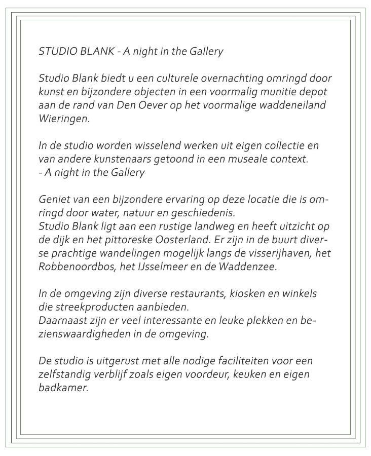 Studio Blank - A Night In The Gallery Den Oever Exterior foto